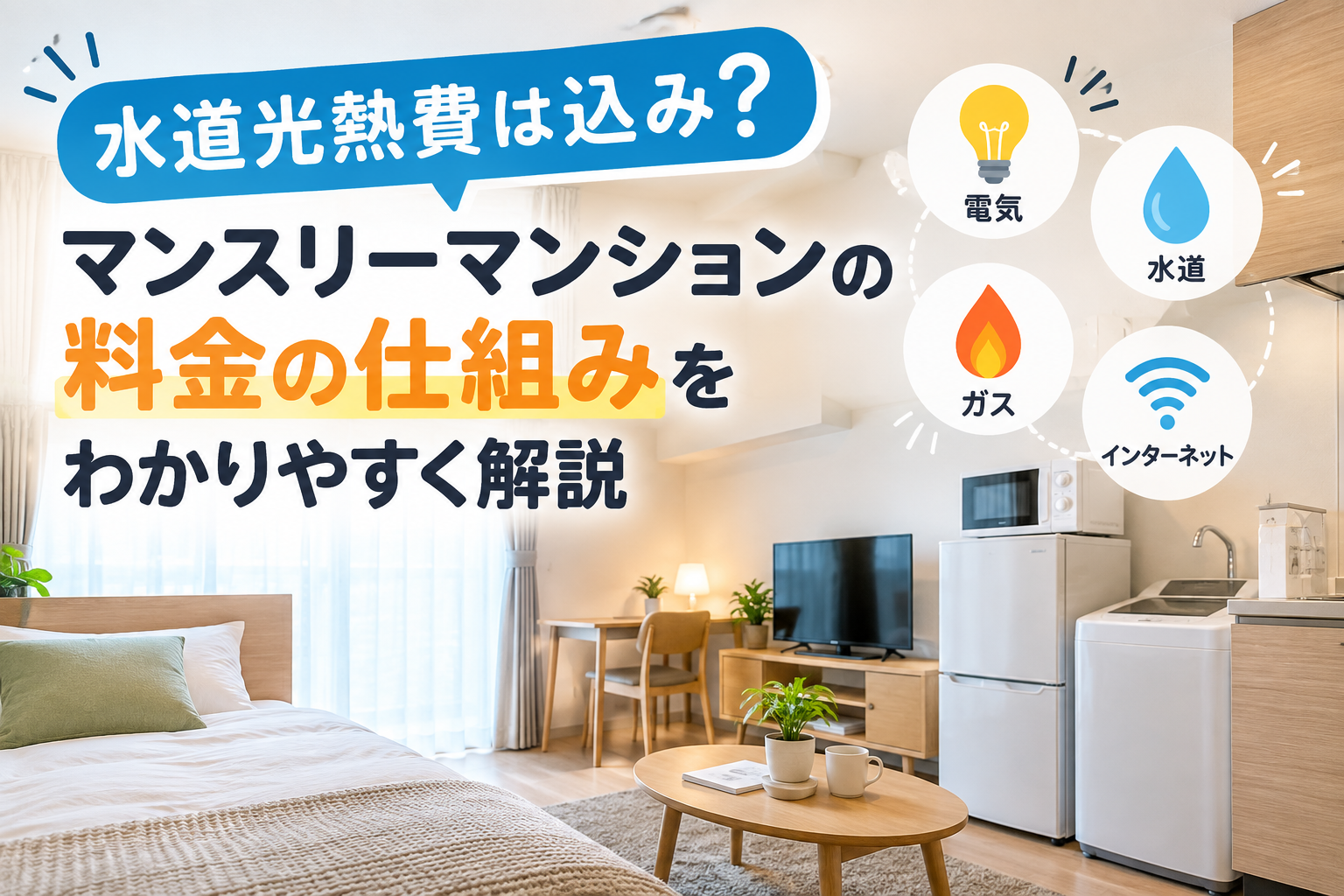 【水道光熱費は込み？】マンスリーマンションの料金の仕組みをわかりやすく解説